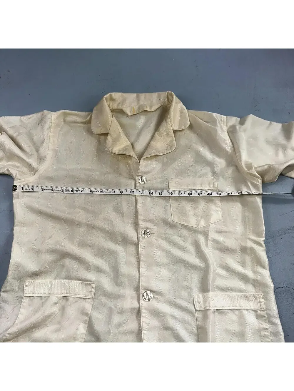 Christian Dior VTG Pajama Set Mens Cream Pants Shirt USA 90s Heavy Wear